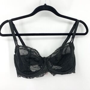 Victoria's Secret Size 34DDD Bra Black Sheer Mesh Underwire Dream Angels Push Up